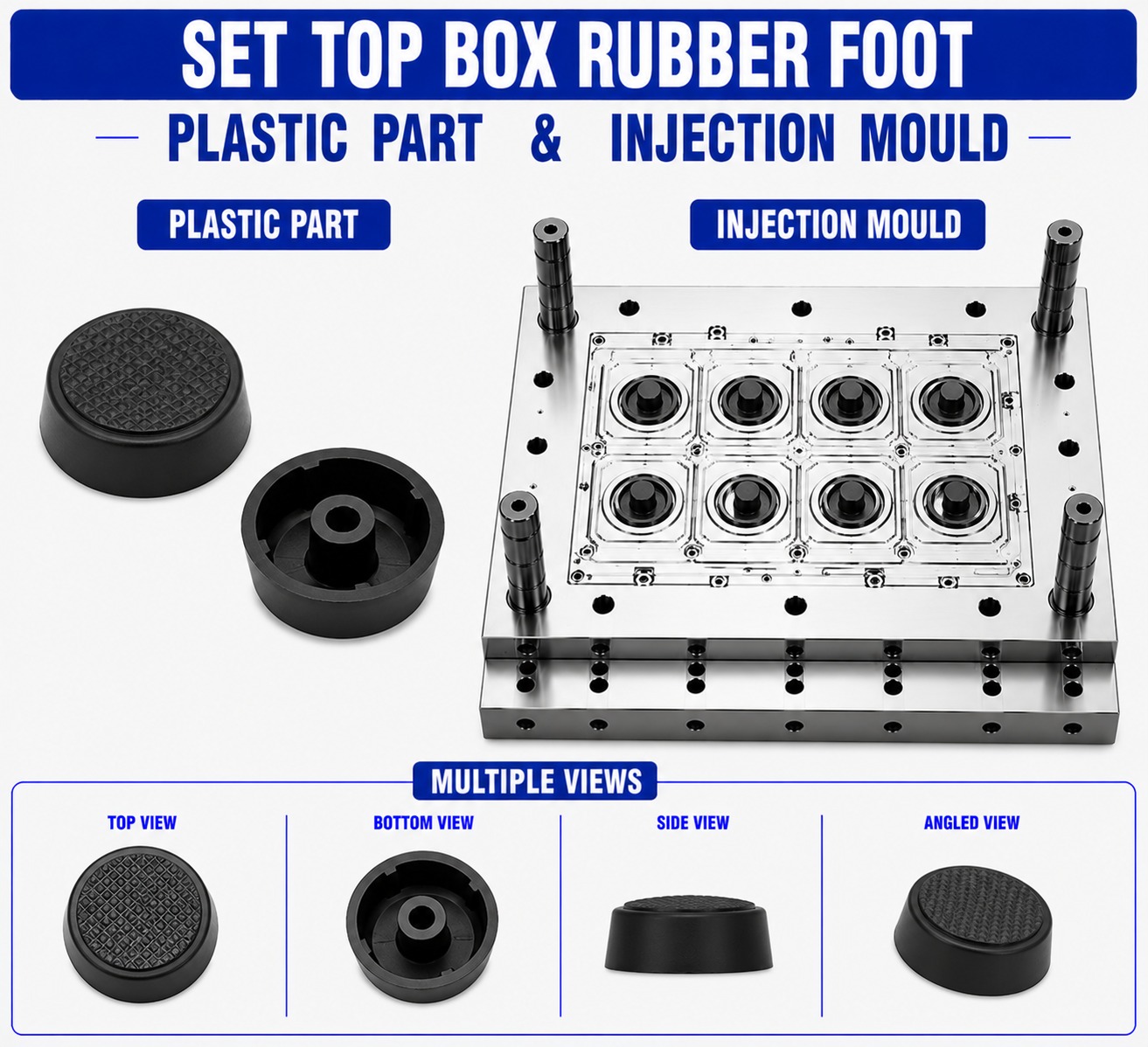 Set Top Box Plastic Rubber Foot Mould and Moulding Service